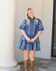 Plaid Mini Shirt Dress