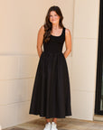 Mix Media Midi Dress - Black