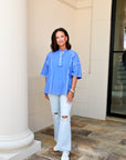 Relaxed Henley Tee - Blue