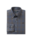Southern Marsh Tisbury Windowpane Performance Dress Shirt - Slate & Stone Brown