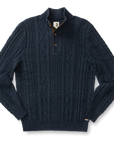 Duck Head Haines 1/4 Zip Cable Knit Sweater - Navy Heather