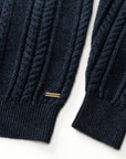 Duck Head Haines 1/4 Zip Cable Knit Sweater - Navy Heather