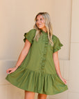 Rowan Ruffle Dress - Olive