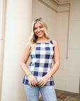Gingham Top - Navy