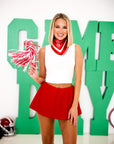 Mid Rise Skort - Red