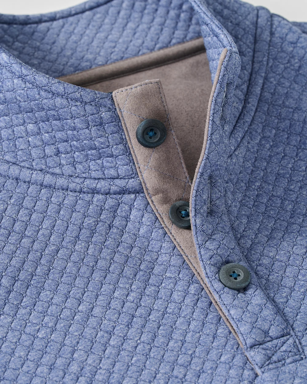 Johnnie-O Rockwells Diamond-Quilted Henley Pullover - Laguna Blue