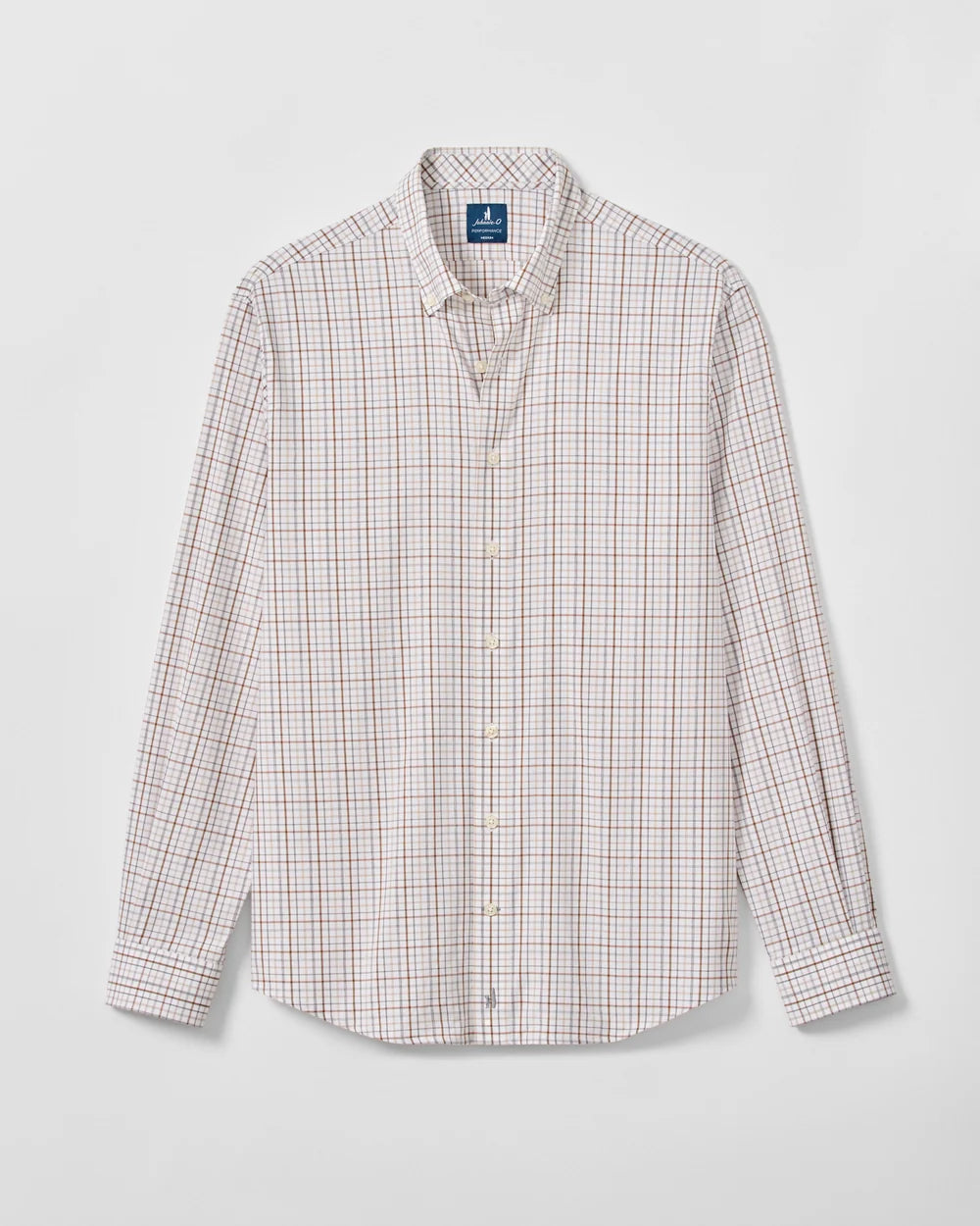Johnnie-O Everyday Performance Button Down Shirt - Sandlewood Pane - White
