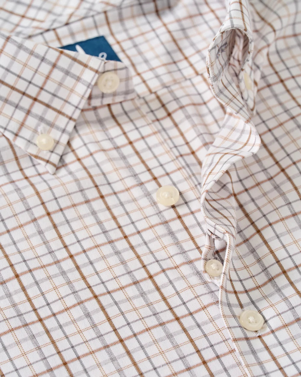 Johnnie-O Everyday Performance Button Down Shirt - Sandlewood Pane - White