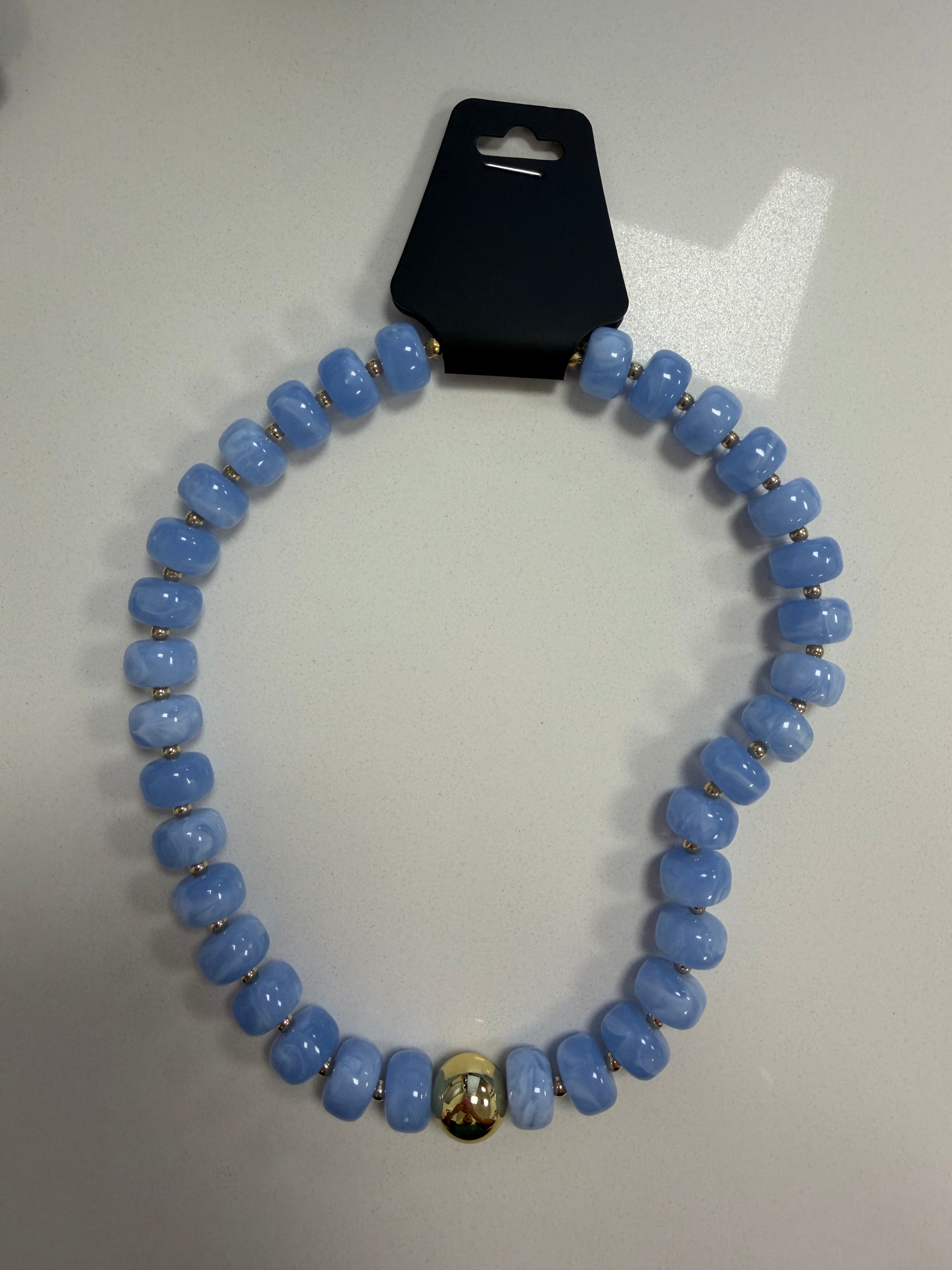 Bead Necklace - Blue &amp; Gold