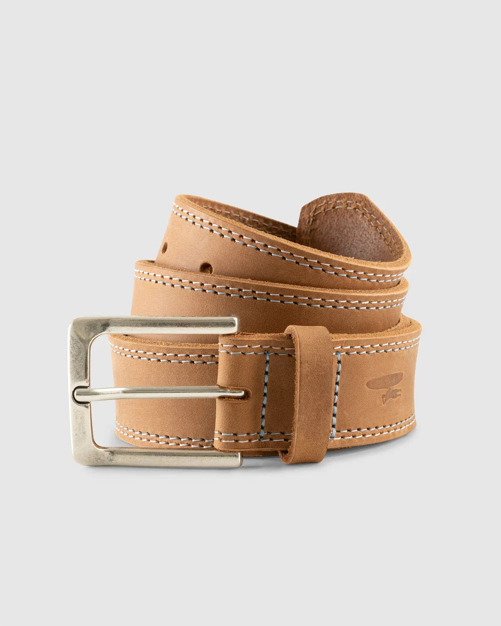 Johnnie-O Double Stitch Leather Belt - Tan