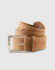 Johnnie-O Double Stitch Leather Belt - Tan