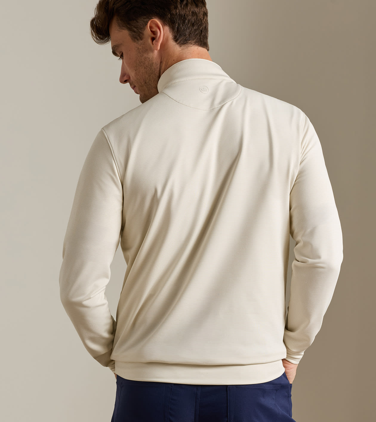 Peter Millar Perth Sugar Stripe Performance Quarter-Zip - Stone