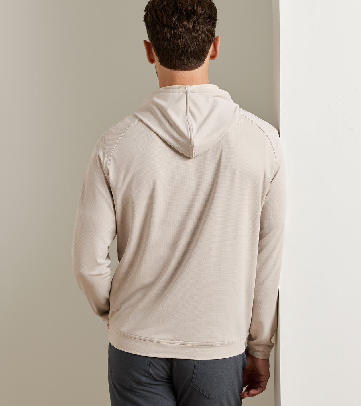 Peter Millar Pine Houndstooth Performance Hoodie - British Grey