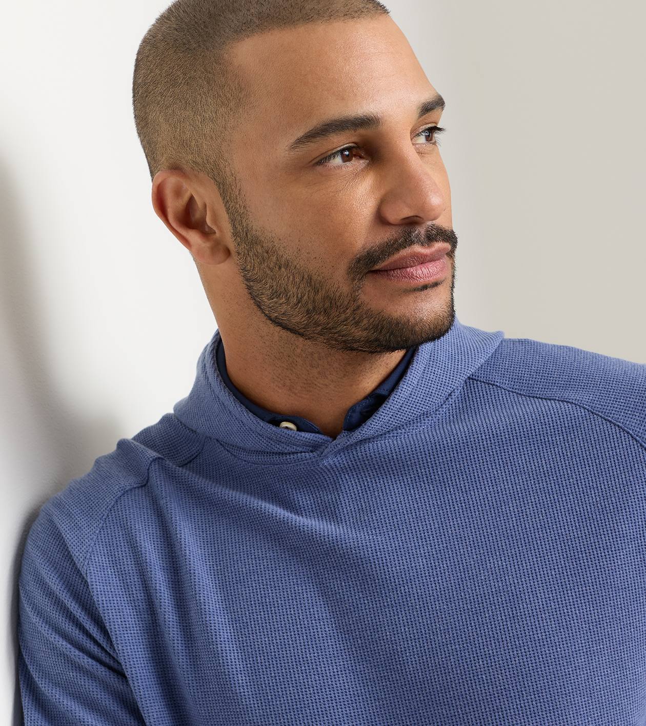 Peter Millar Pine Waffle Performance Hoodie - Bali Blue