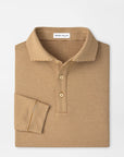 Peter Millar Lyons Stripe Performance Jersey Long-Sleeve Polo - Dark Amber