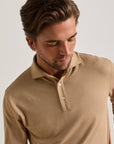 Peter Millar Lyons Stripe Performance Jersey Long-Sleeve Polo - Dark Amber