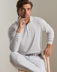 Peter Millar Lyons Stripe Performance Jersey Long-Sleeve Polo - Gale Grey