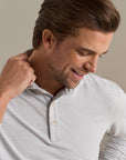 Peter Millar Lyons Stripe Performance Jersey Long-Sleeve Polo - Gale Grey