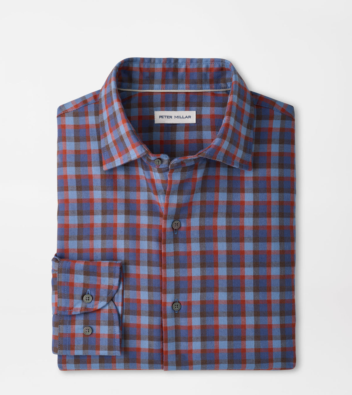 Peter Millar Theodore Performance Flannel Sport Shirt - Crown Blue