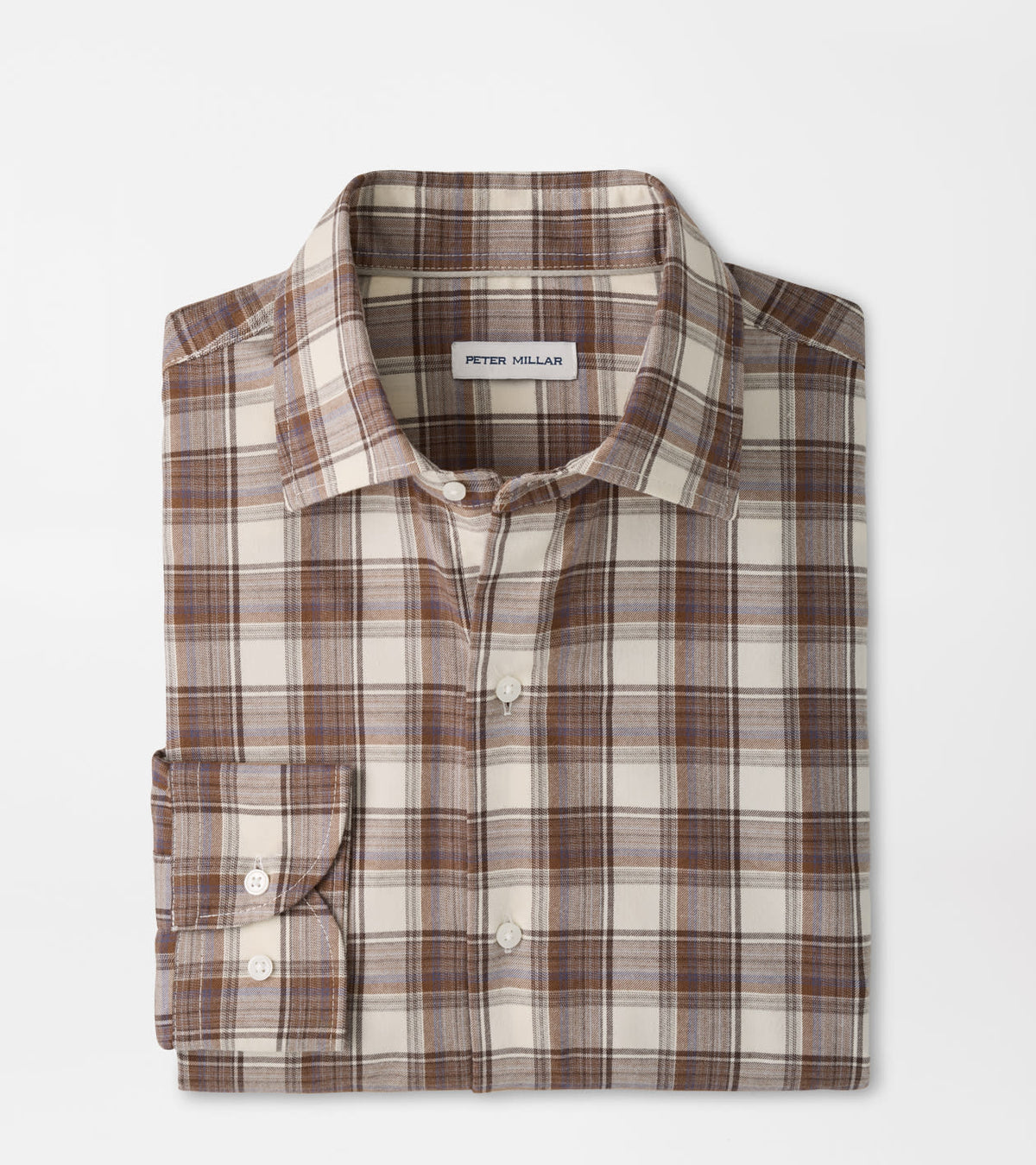 Peter Millar Cannon Performance Flannel Sport Shirt - Winter Ivory