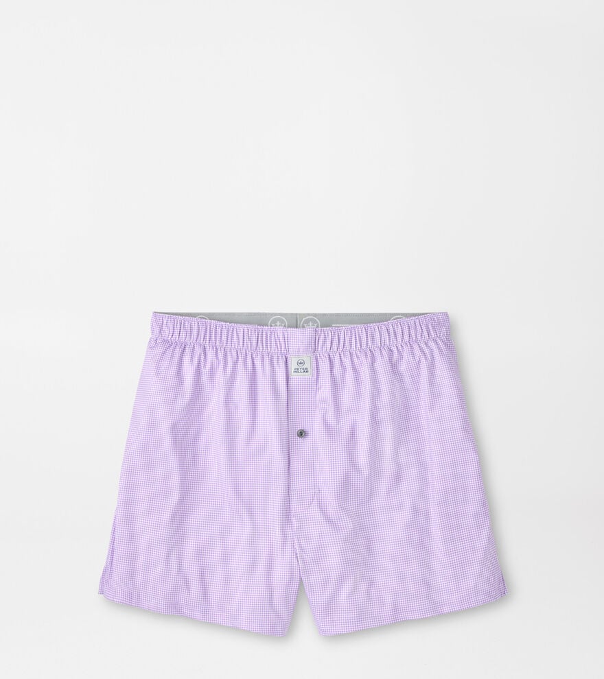 Peter Millar Gingham Performance Boxer Short - Purple Iris
