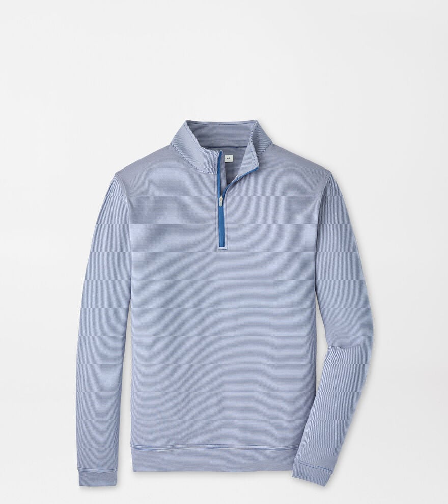 Peter Millar Perth Sugar Stripe Performance Quarter-Zip - Windsor Blue