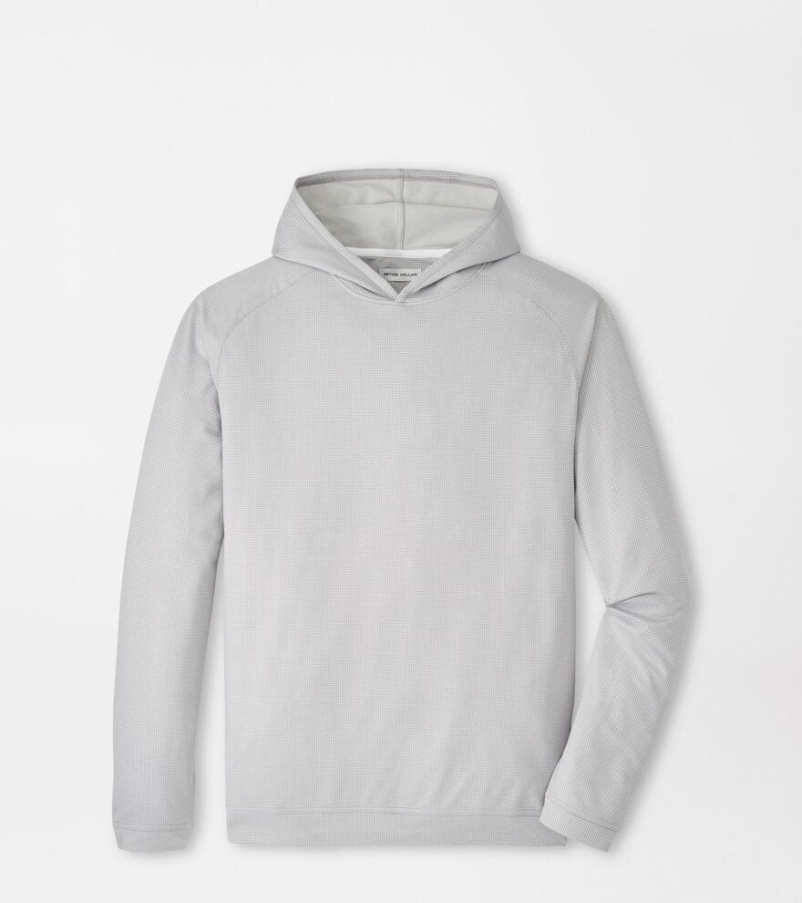 Peter Millar Pine Houndstooth Performance Hoodie - Gale Grey