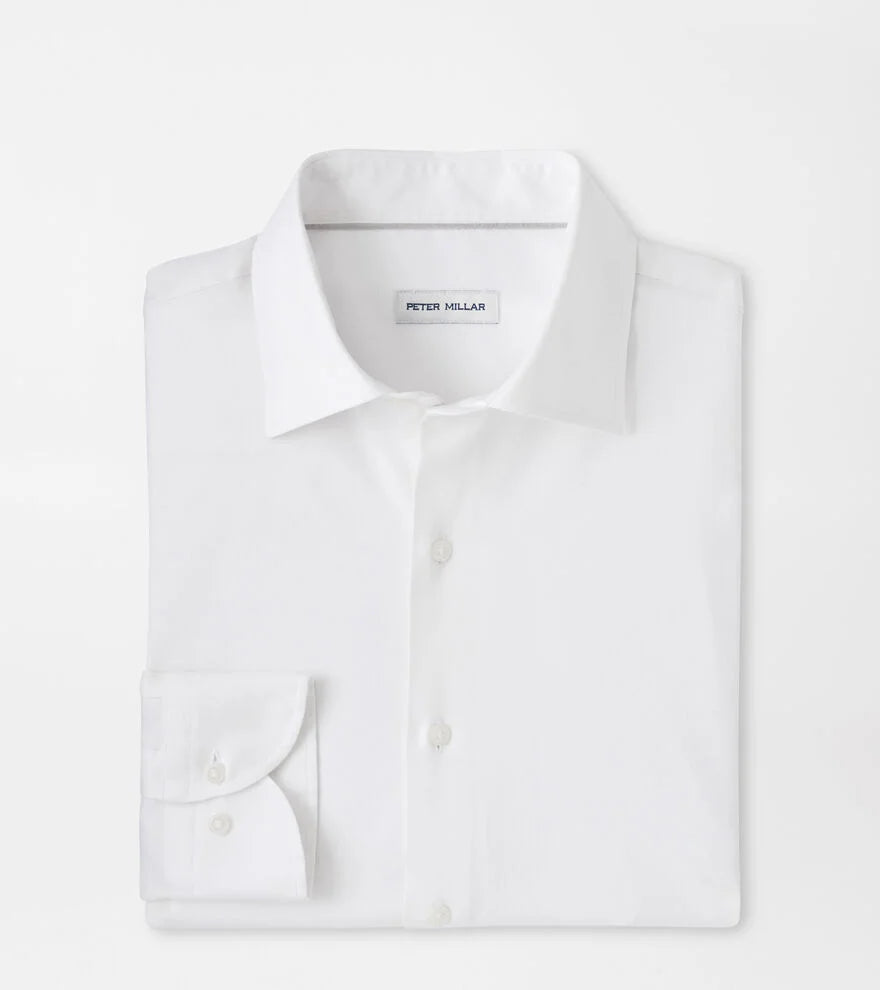 Peter Millar Campbell Perfect Pinpoint Cotton-Stretch Sport Shirt - White