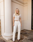 Front Pocket Wide Leg Jeans - Cream