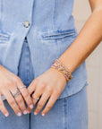 Set Of 9 Purple & Gold Beaded Stretch Bracelets