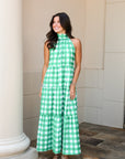 Green Gingham Maxi Dress