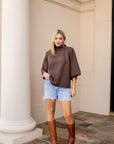 Mock Neck Batwing Sweater