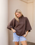 Mock Neck Batwing Sweater