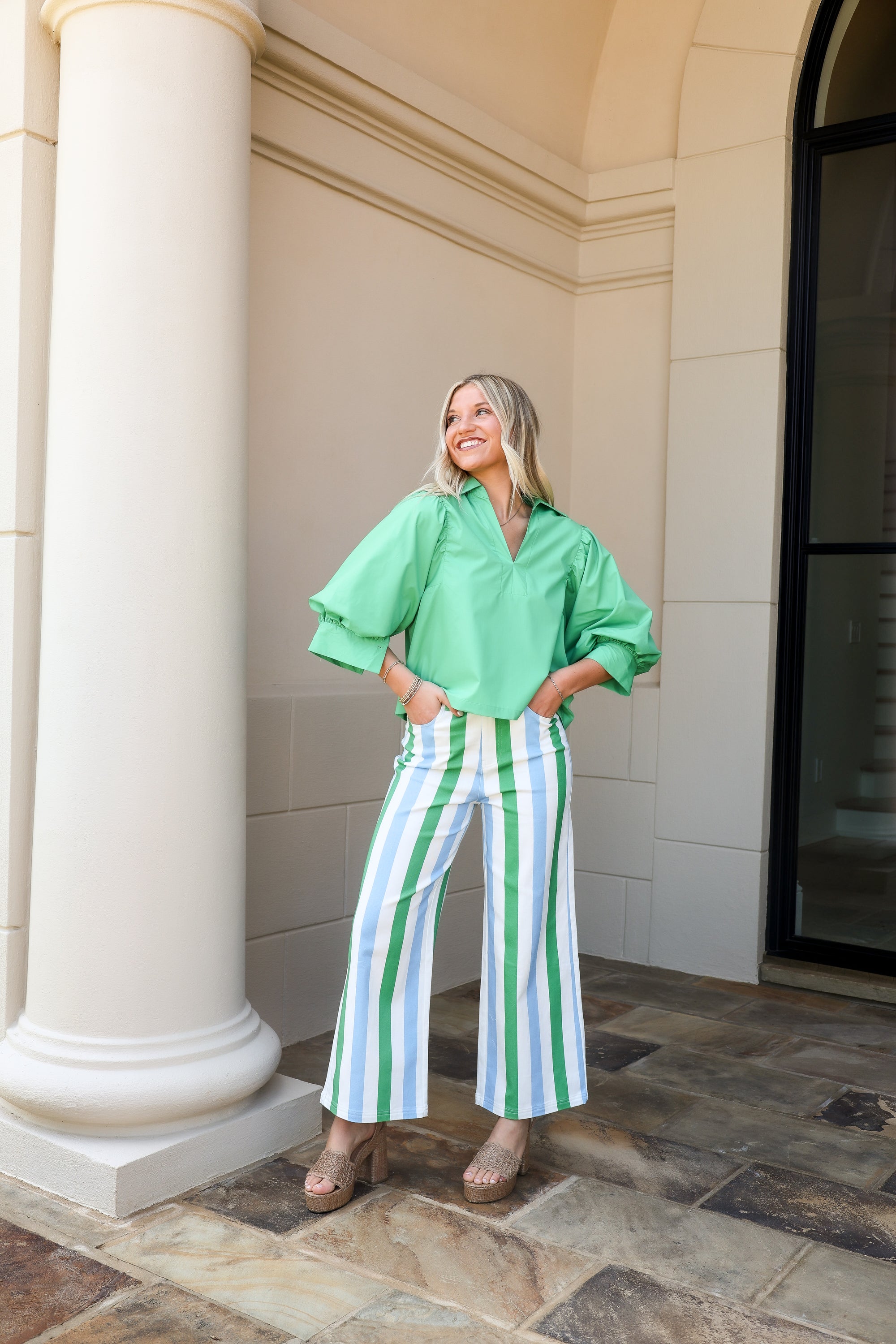 Stripe Straight-Leg Pants