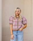 Plaid Short Sleeve Sweater