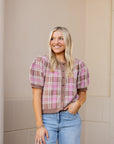 Plaid Short Sleeve Sweater