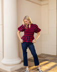Plaid Smocked Top