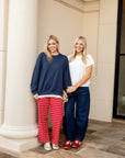 Layered Sweatshirt - Navy/White