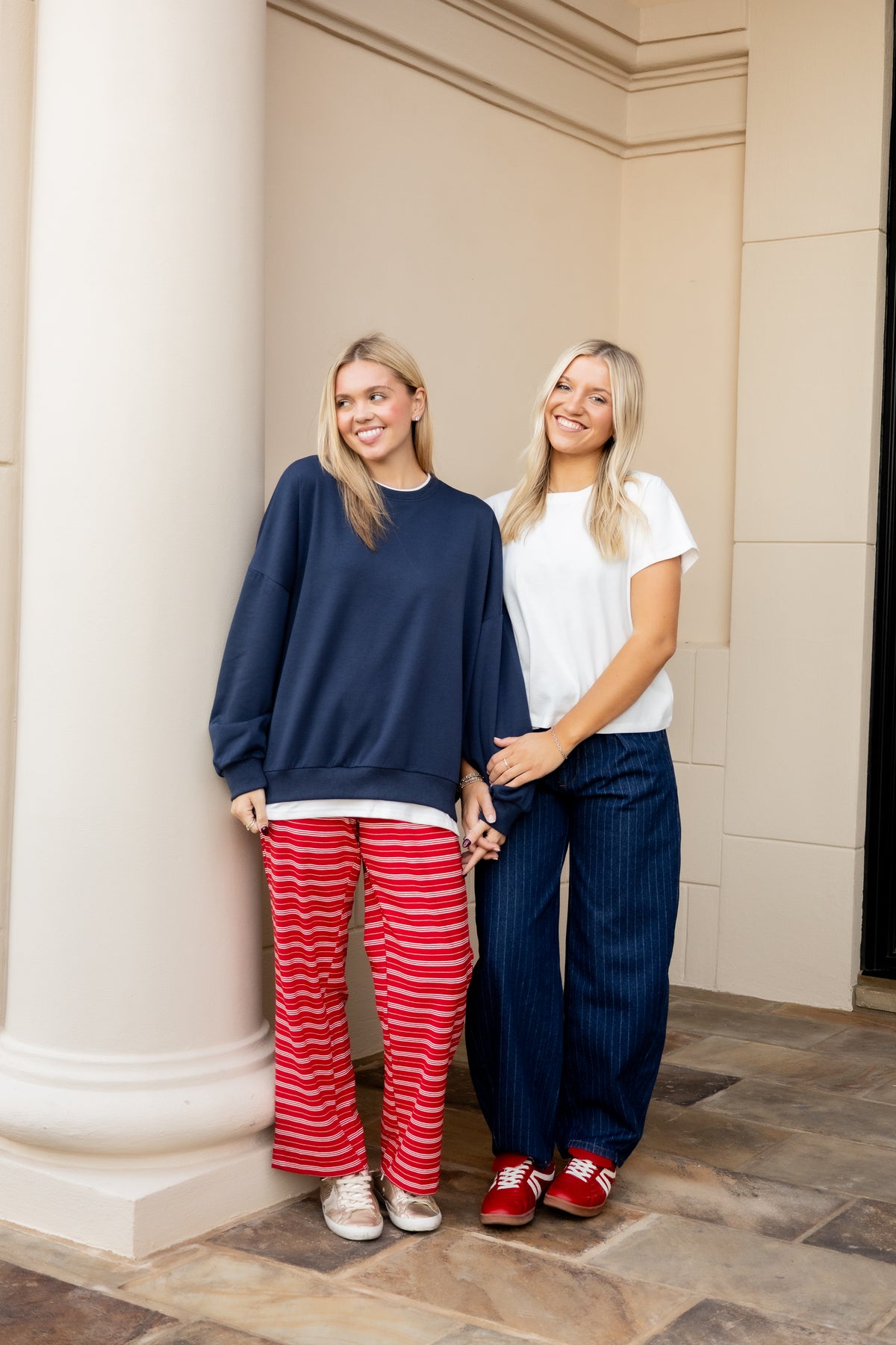 Layered Sweatshirt - Navy/White