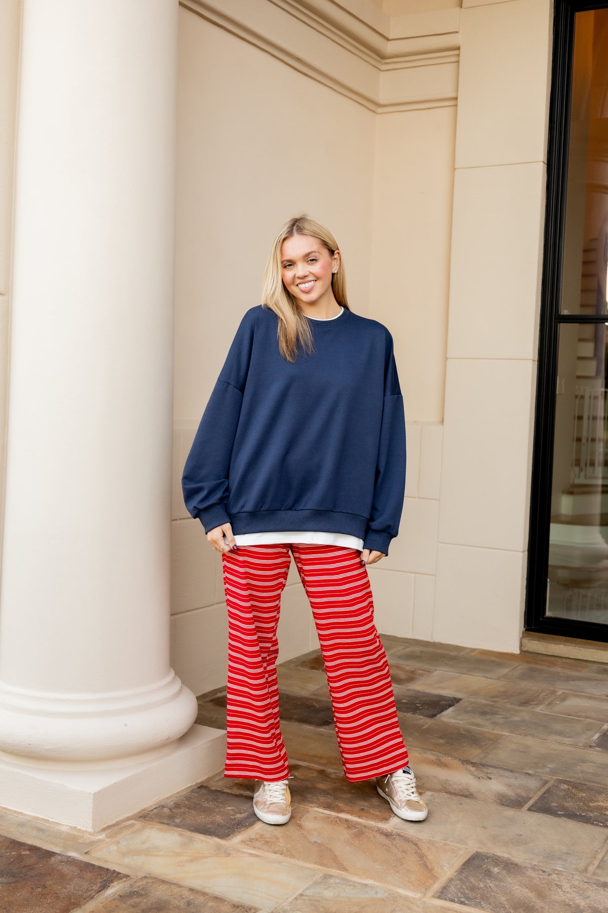 Layered Sweatshirt - Navy/White