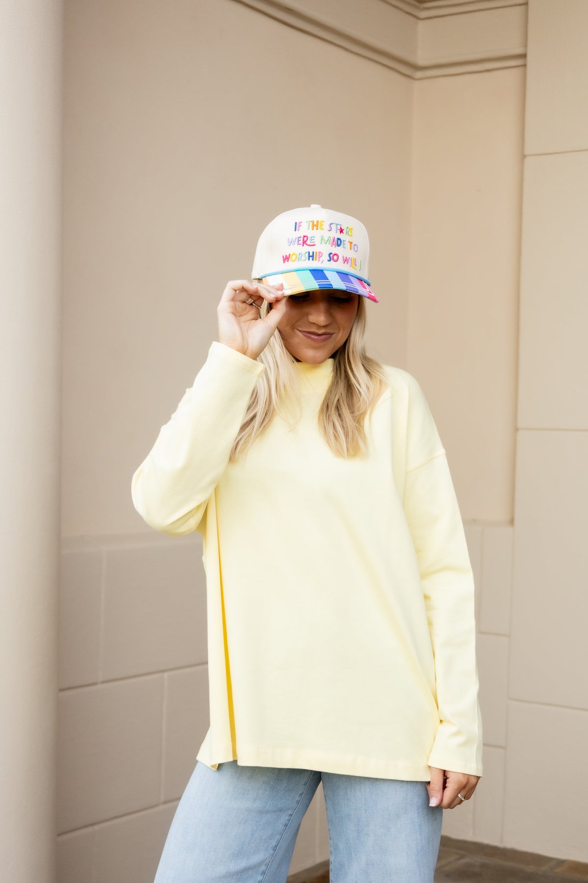 Mock Neck Cotton Tee - Daisy