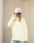 Mock Neck Cotton Tee - Daisy