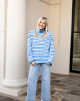 Rollneck Stripe Sweater - Blue/White