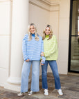 Rollneck Stripe Sweater - Blue/White