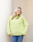 Rollneck Stripe Sweater - Green/White
