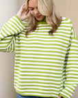 Rollneck Stripe Sweater - Green/White
