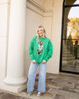 Dog Graphic Sweater - Green