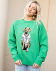 Dog Graphic Sweater - Green