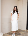 Mineral Wash Midi Dress - Cream