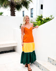 Color Block Tiered Maxi Dress